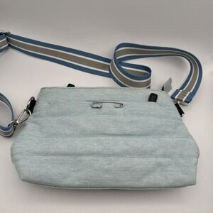 SafeTEE Bag Light Blue Quilted Puffer Crossbody Bag Safety Pin Denim Y2K Skater